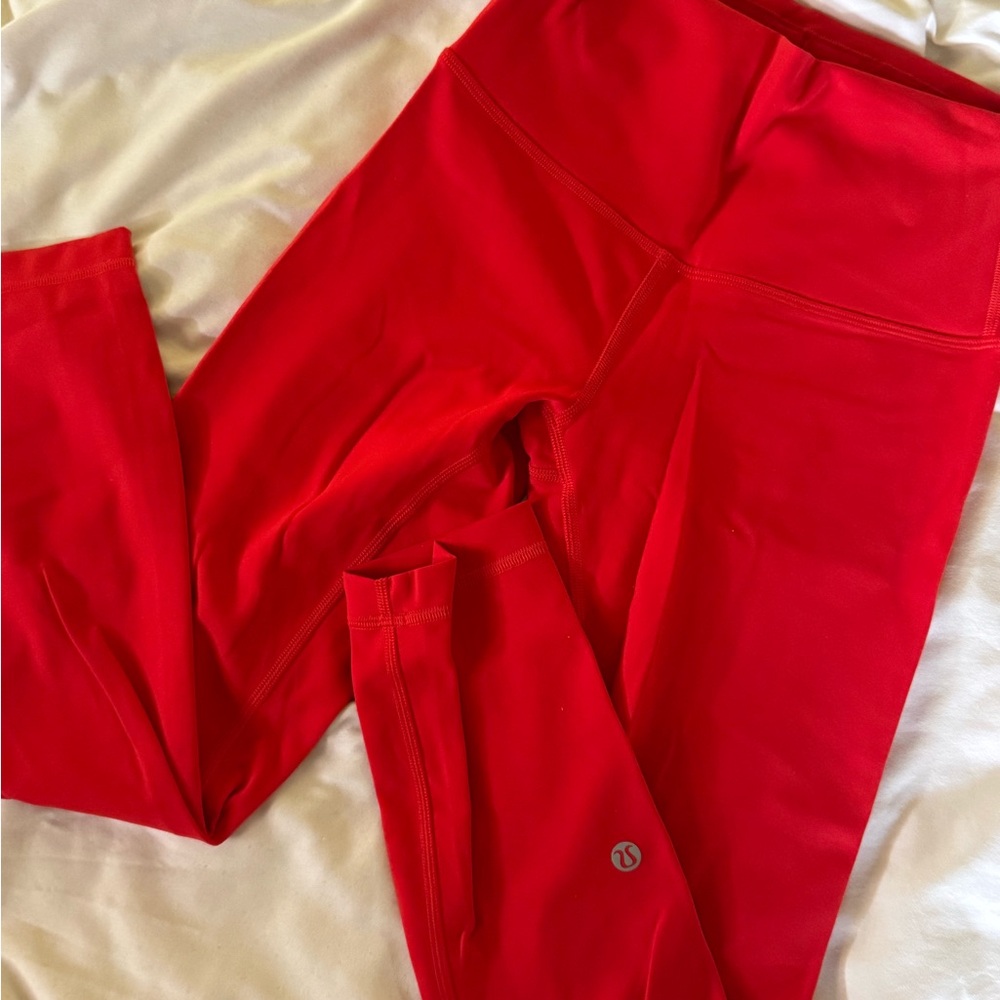 Lululemon Wunder Train 23” Red Leggings